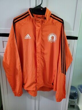 Adidas 2007 111th Boston Marathon BAA Windbreaker Jacket Orange Clima365 Size L
